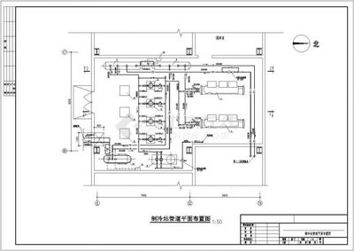 某套水冷螺杆机制冷机房设计施工图纸